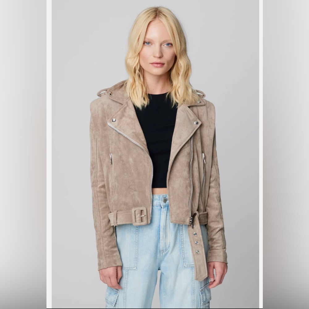 148$ Blank NYC leather jacket in Chance of Rain Suede feel grey biker medium